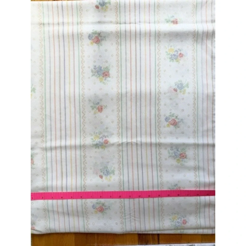 Vintage Full Size Flat sheet with pastel stripe and floral